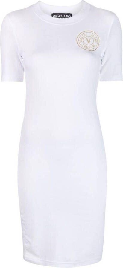 Versace Jeans Couture T-shirtjurk met logoprint Wit