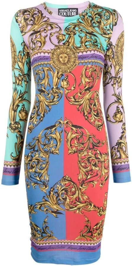 Versace Jeans Couture Midi-jurk met barokprint Paars