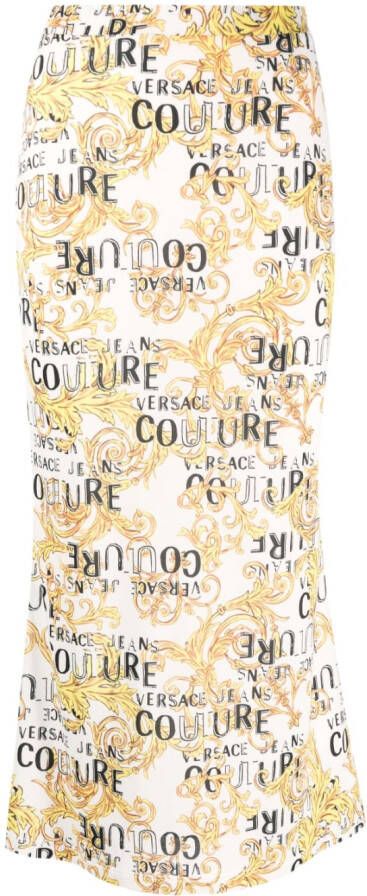 Versace Jeans Couture Midi-rok met logoprint Wit