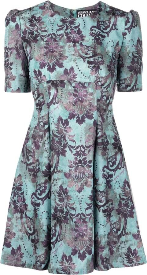 Versace Jeans Couture Mini-jurk met bloemenprint Blauw