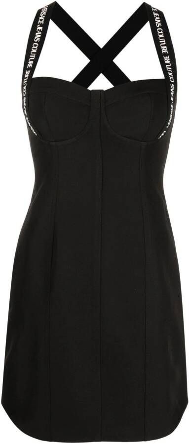 Versace Jeans Couture Mini-jurk met logoband Zwart