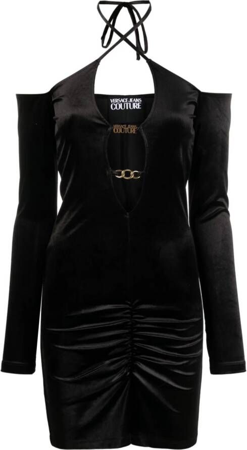 Versace Jeans Couture Mini-jurk met logoplakkaat Zwart