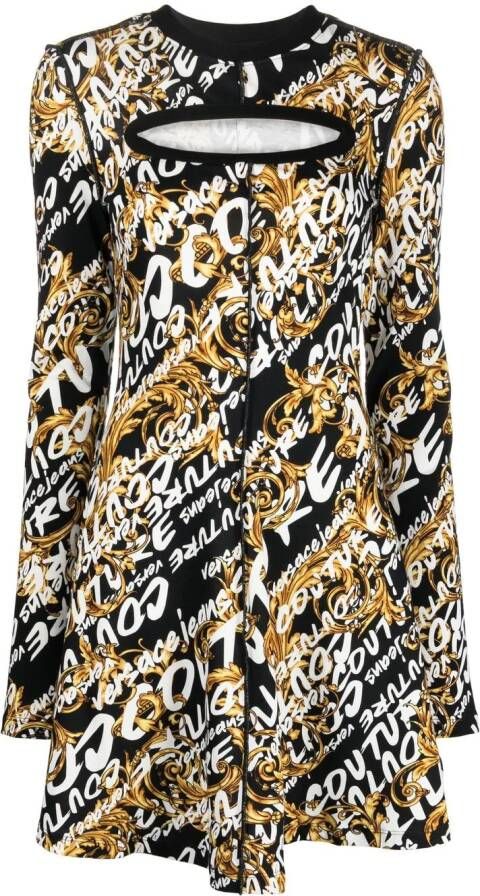 Versace Jeans Couture Mini-jurk met logoprint Zwart