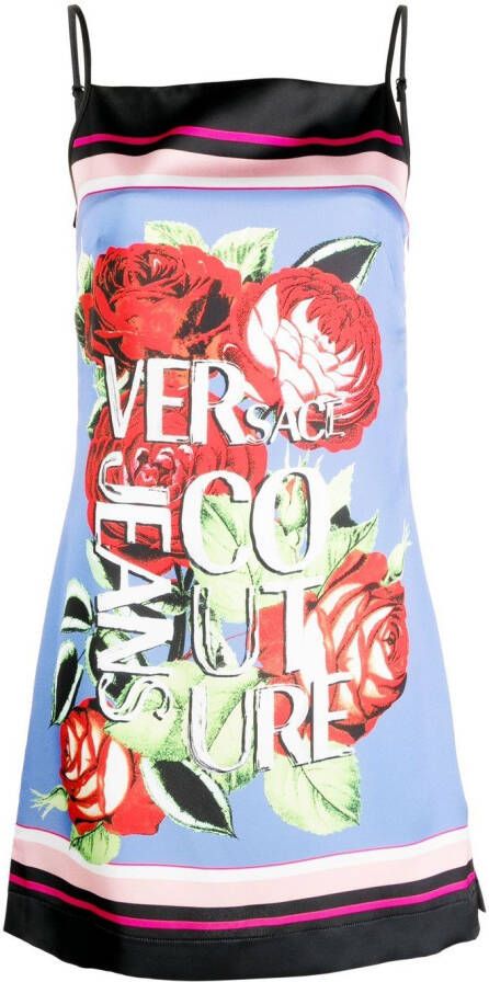 Versace Jeans Couture Mini-jurk met print Blauw