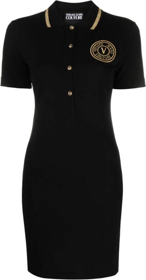 Versace Jeans Couture Mini-jurk met V-embleem Zwart