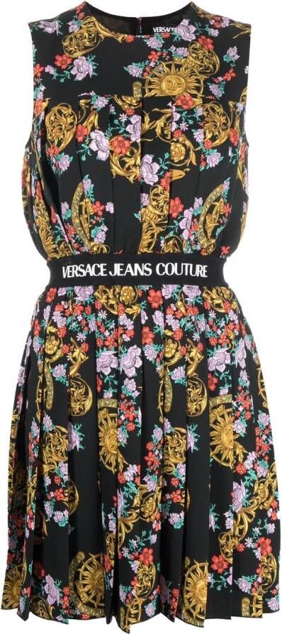 Versace Jeans Couture Mini-jurk met zonnebloemprint Zwart