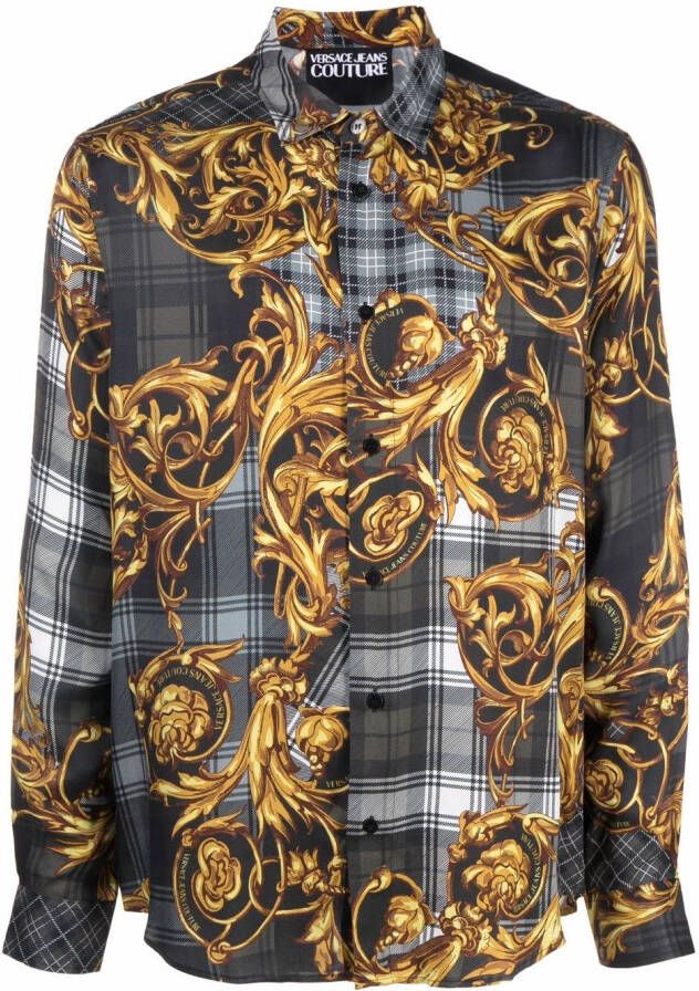 Versace Jeans Couture Overhemd met barokprint Zwart
