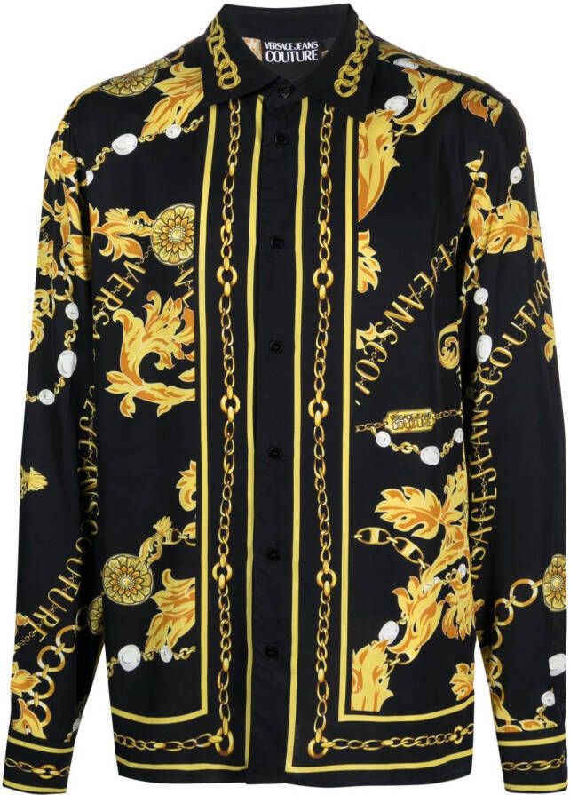 Versace Jeans Couture Overhemd met barokprint Zwart