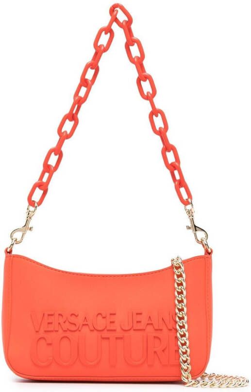 Versace Jeans Couture Schoudertas met logo-reliëf Oranje