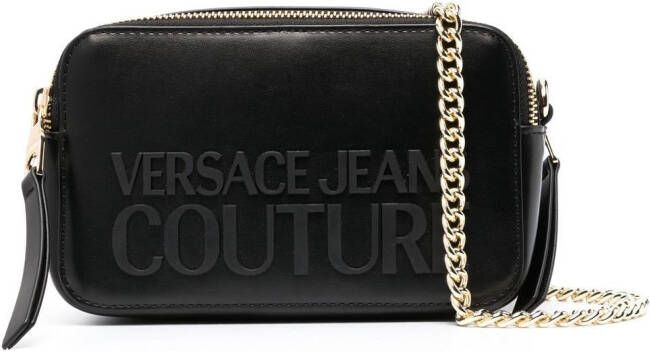 Versace Jeans Couture Schoudertas met logo-reliëf Zwart