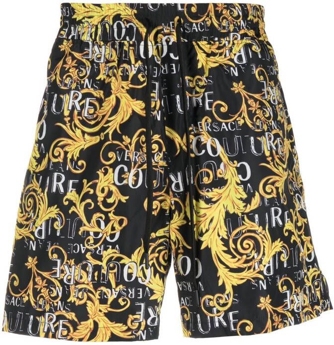 Versace Jeans Couture Shorts met barokprint Zwart