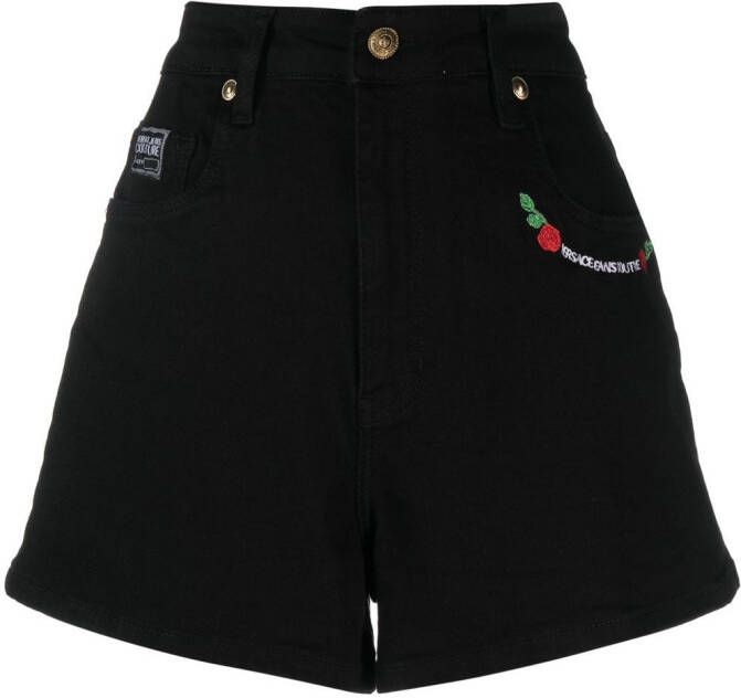 Versace Jeans Couture Shorts met geborduurd logo Zwart