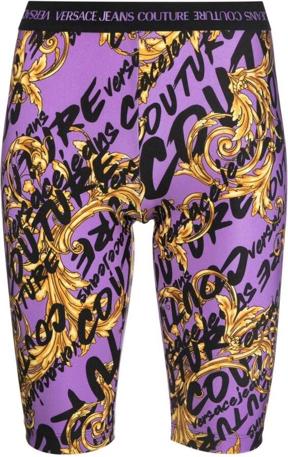 Versace Jeans Couture Shorts met logoprint Paars