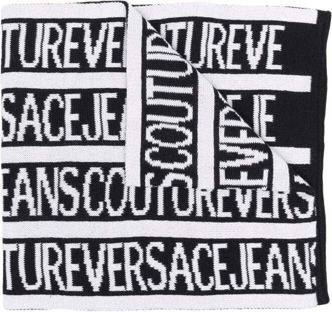 Versace Jeans Couture Sjaal met intarsia logo Wit