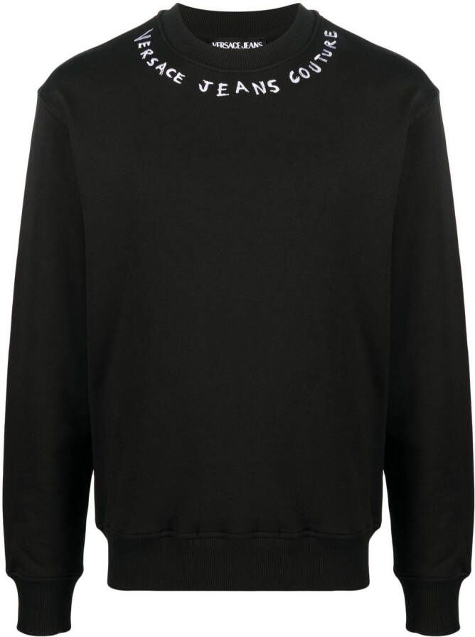 Versace Jeans Couture Sweater met geborduurd logo Zwart