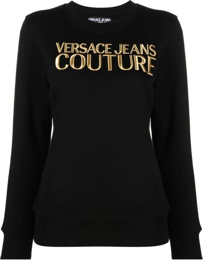 Versace Jeans Couture Sweater met geborduurd logo Zwart
