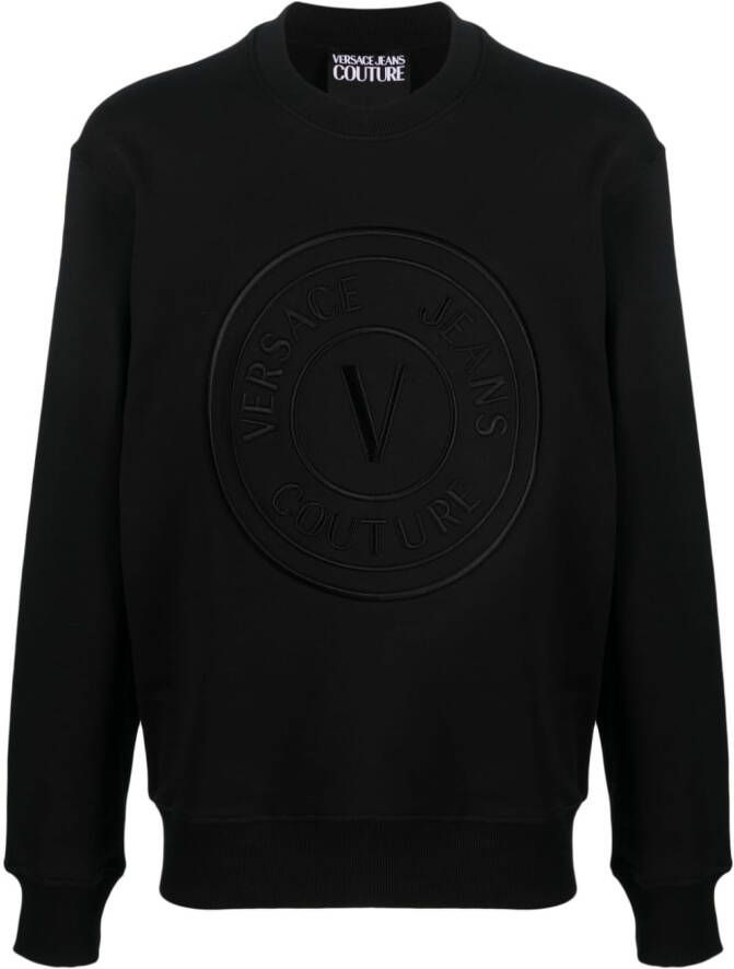 Versace Jeans Couture Sweater met logo-reliëf Zwart