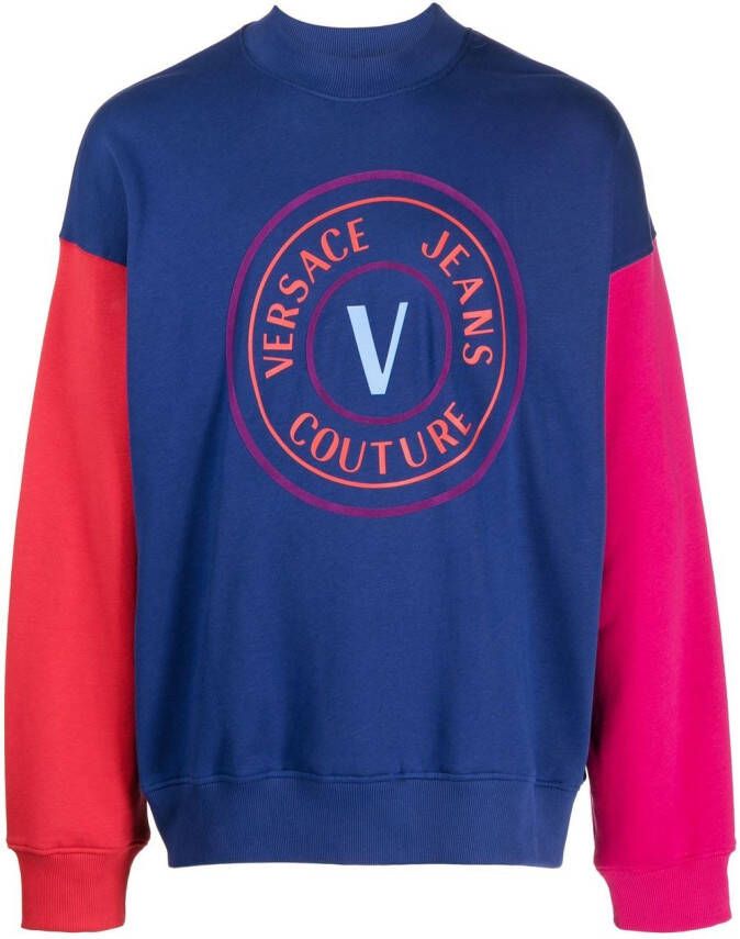Versace Jeans Couture Sweater met logoprint Blauw