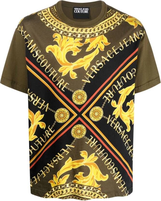 Versace Jeans Couture T-shirt met barokprint Groen