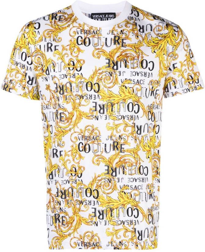 Versace Jeans Couture T-shirt met barokprint Wit