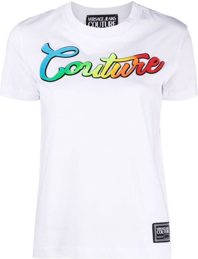 Versace Jeans Couture T-shirt met geborduurd logo Wit