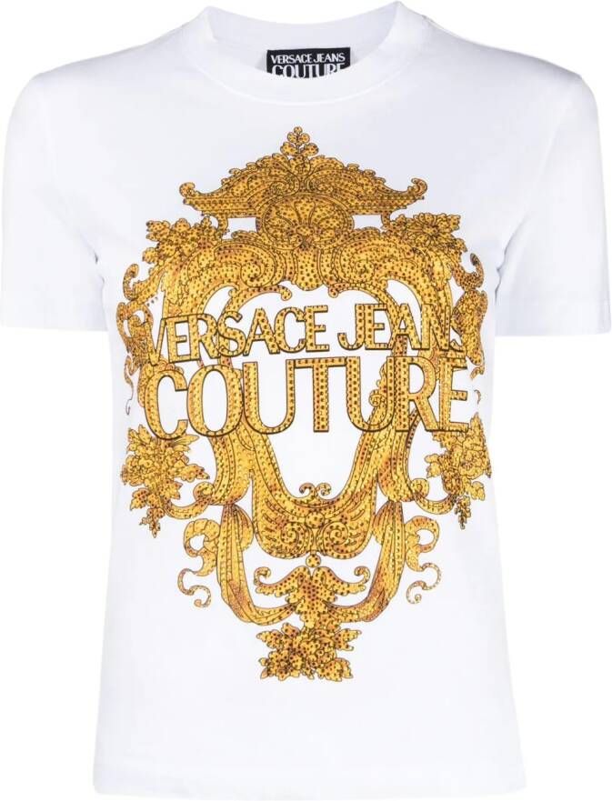 Versace Jeans Couture T-shirt met geborduurd logo Wit