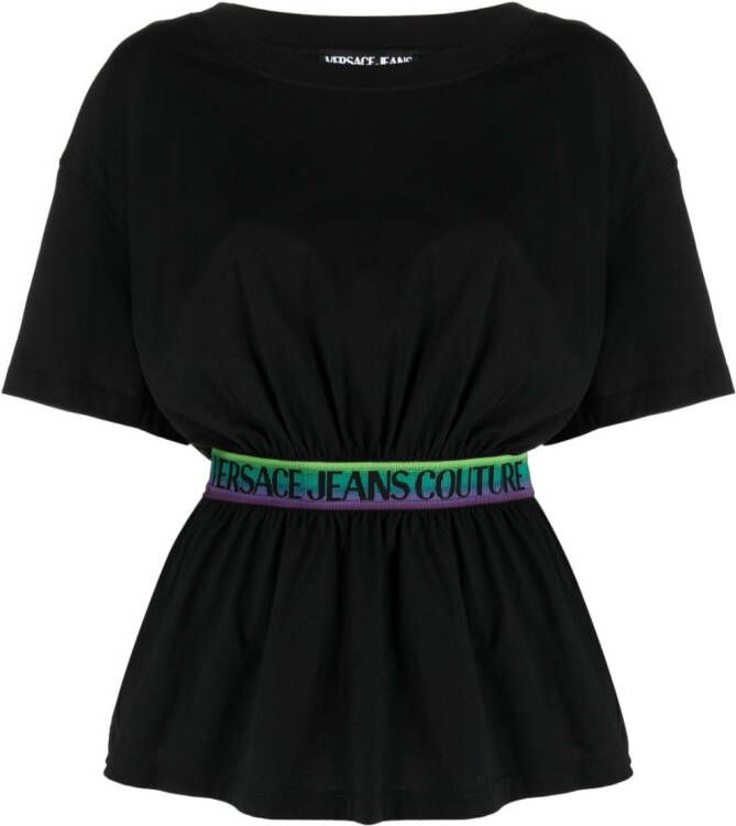 Versace Jeans Couture T-shirt met logo tailleband Zwart