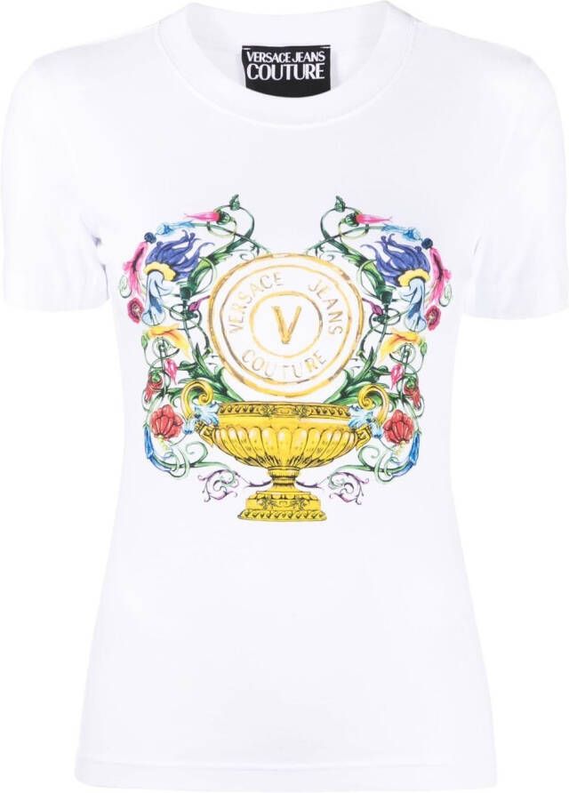 Versace Jeans Couture T-shirt met logoprint Wit