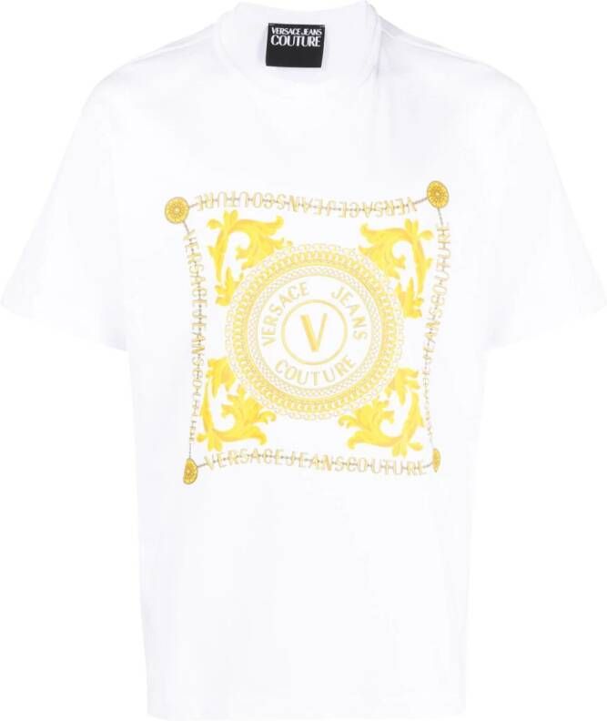 Versace Jeans Couture T-shirt met logoprint Wit