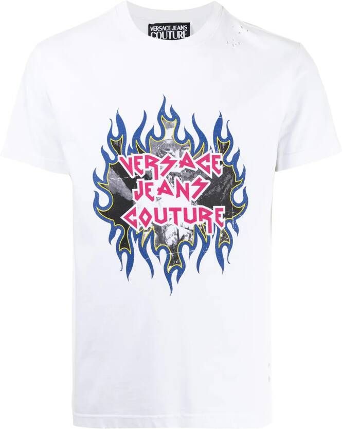 Versace Jeans Couture T-shirt met logoprint Wit