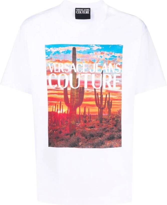 Versace Jeans Couture T-shirt met logoprint Wit