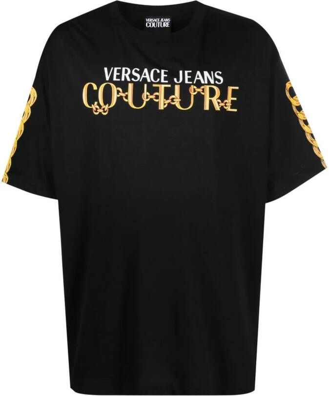 Versace Jeans Couture T-shirt met schakelkettingprint Zwart