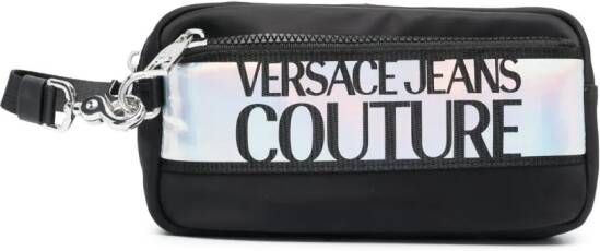 Versace Jeans Couture Toilettas met logoprint Zwart