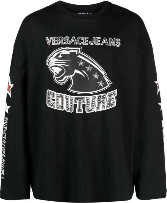 Versace Jeans Couture Top met logoprint Zwart