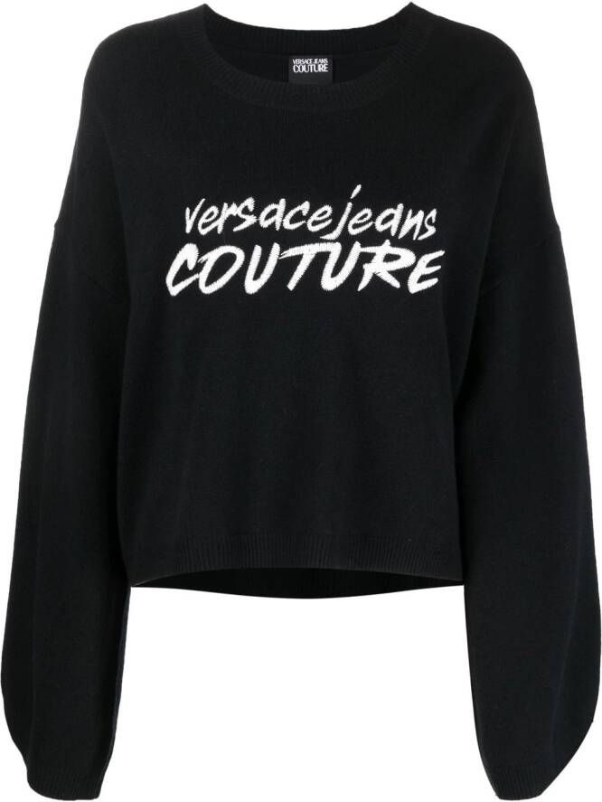 Versace Jeans Couture Trui met geborduurd logo Zwart