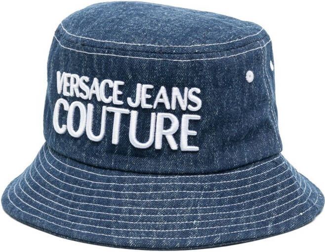 Versace Jeans Couture Vissershoed met geborduurd logo Blauw