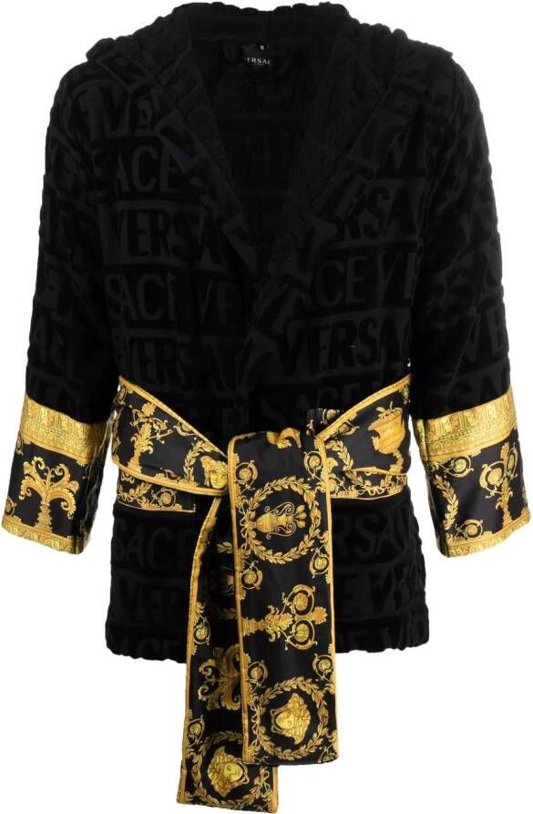 Versace Korte badjas met tekst Zwart