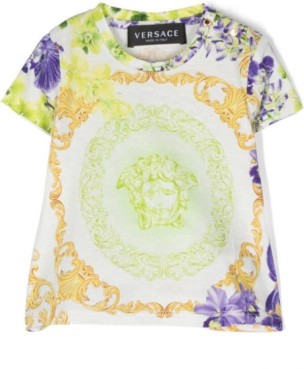 Versace Kids T-shirt met all-over logo Wit