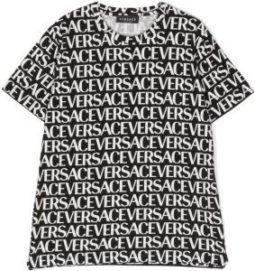 Versace Kids T-shirt met logoprint Zwart