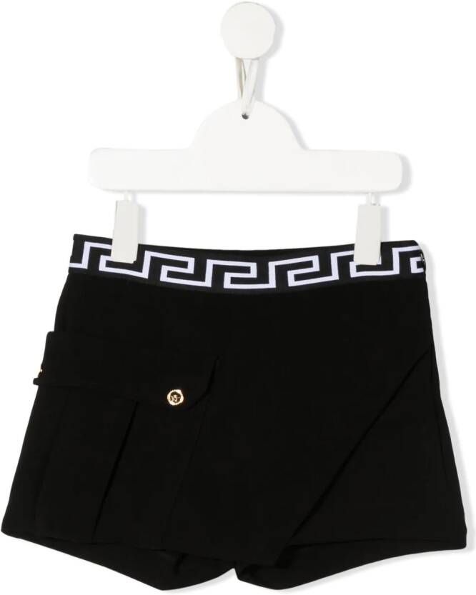 Versace Kids Asymmetrische shorts Zwart