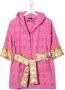 Versace Kids Badjas met tekst en capuchon Roze - Thumbnail 1