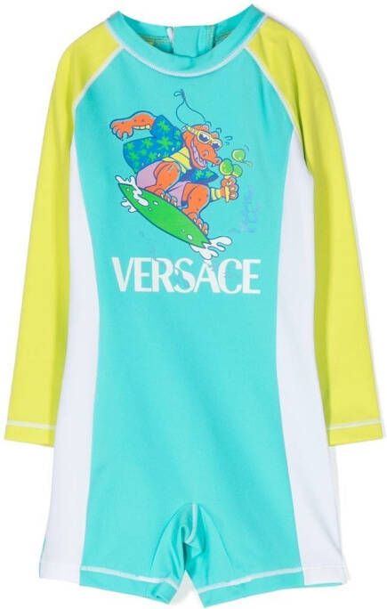 Versace Kids Badpak met logoprint Groen