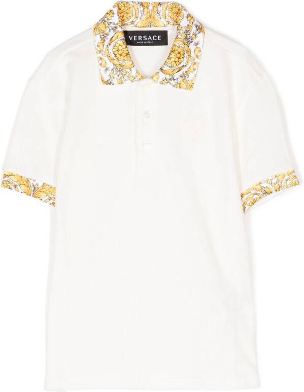 Versace Kids Poloshirt met barokprint Wit