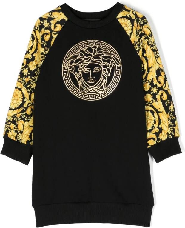 Versace Kids Sweaterjurk met barokprint Zwart