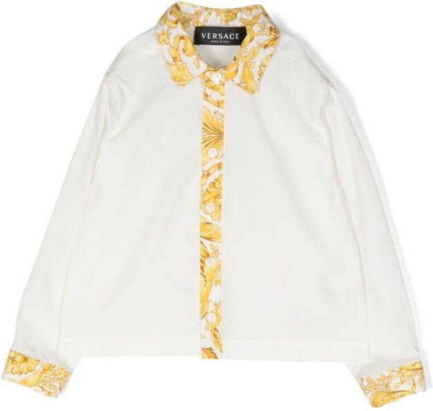 Versace Kids Shirt met Barocco afwerking Wit
