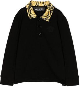 Versace Kids Poloshirt met barokprint Zwart
