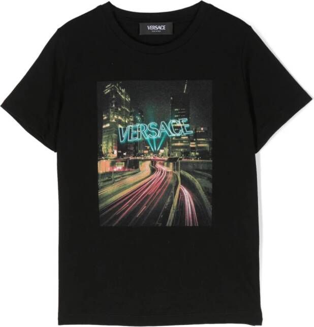 Versace Kids T-shirt met print Zwart