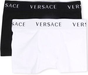 Versace Kids Set van twee slips met logo tailleband Wit