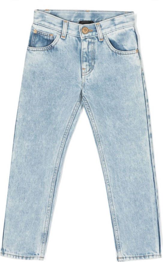 Versace Kids Mid waist straight jeans Blauw