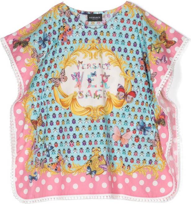Versace Kids Shirt met vlinderprint Blauw
